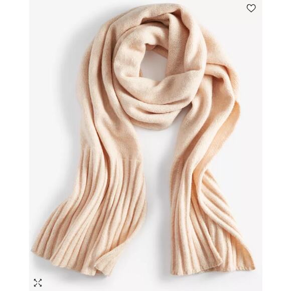 NEW Macy's On 34th Wide-Ribbed Solid Knit Scarf Peach Coral Rectangle Winter NWT - Picture 1 of 16